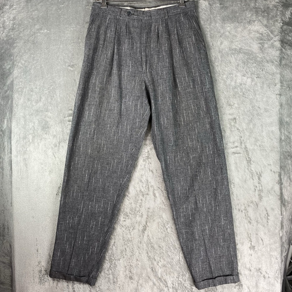 Vintage Cotler Pants Mens 30x31 Grey Salt And Pepper Triple Pleated 80s Trousers